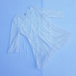 Feratelli White Lace-like Dress